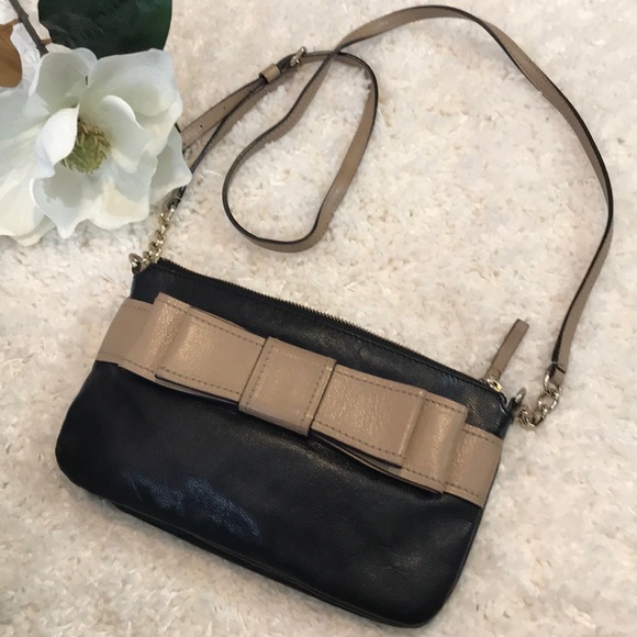 kate spade Handbags - KATE SPADE NY BLACK LEATHER BOW CROSSBODY BAG RARE